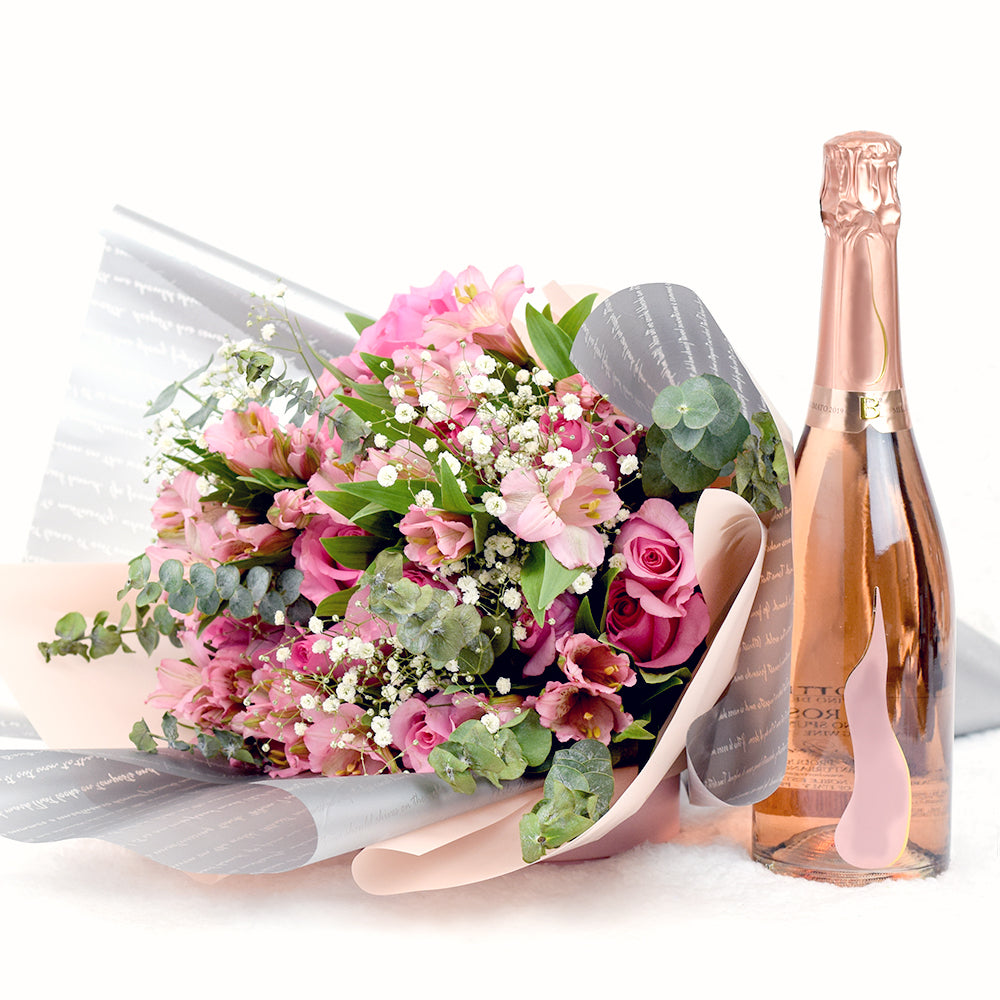 Rose bouquet and Champagne Toronto Same Day Delivery