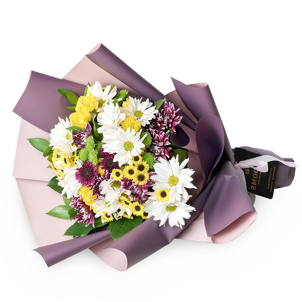 Multi-coloured mixed daisy bouquet. Same Day Toronto Delivery.