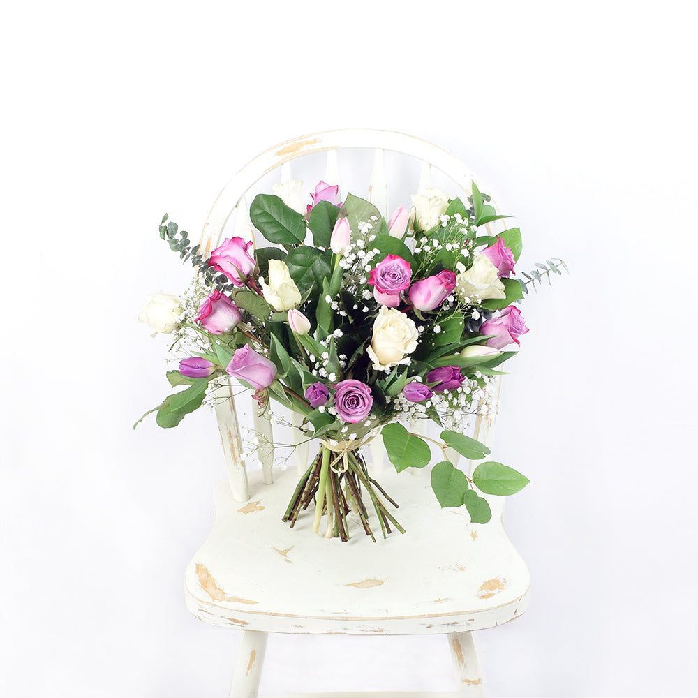 Mixed White and Purple Rose Bouquet - Toronto Same Day Flower Delivery - Toronto Flower Gifts