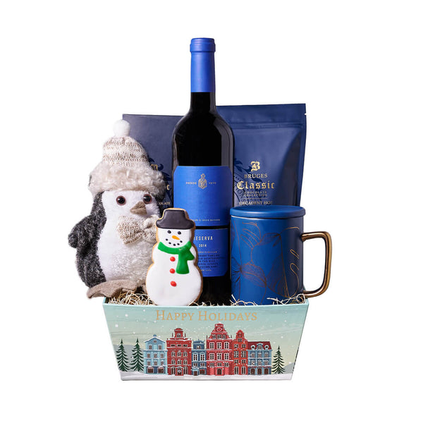 Holiday Penguin & Hot Cocoa Gift Basket Christmas gift baskets