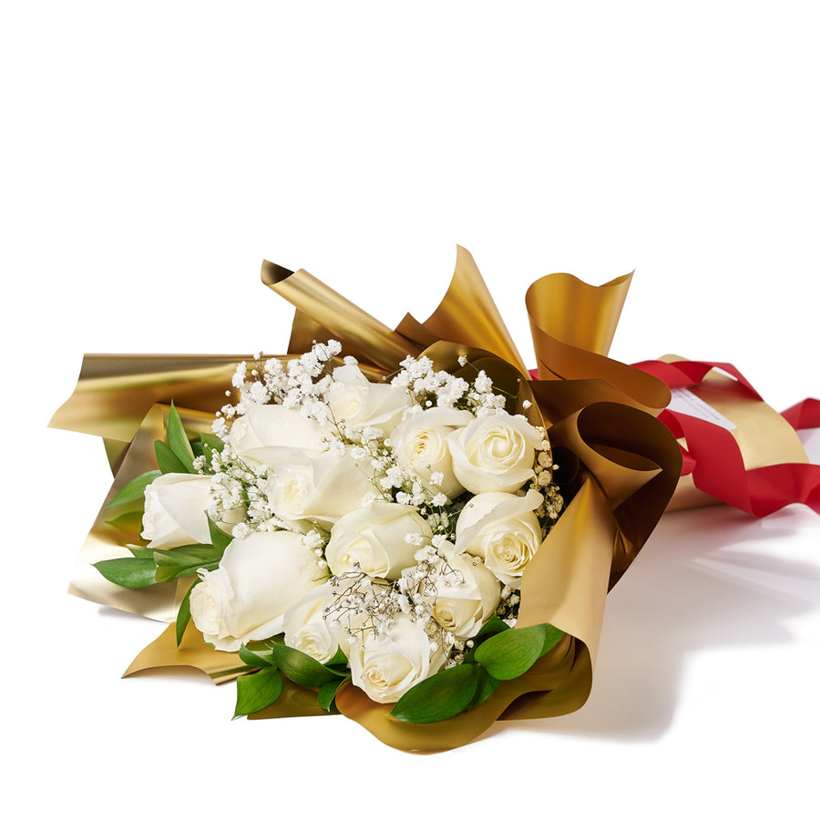 Valentine's Day 12 Stem White Rose Bouquet, Toronto Same Day Flower Delivery, Valentine's Day gifts, roses