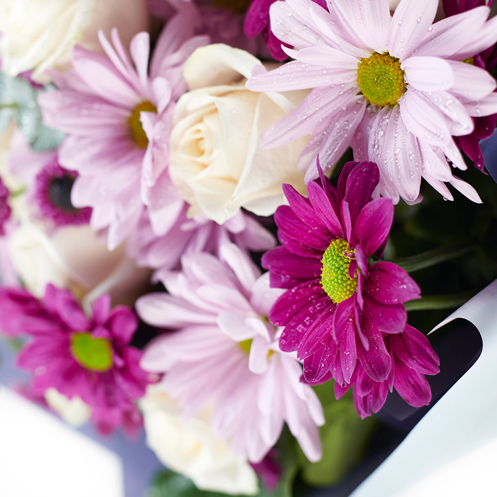 Mixed lavender floral gift set with chocolates. Same Day Toronto Delivery.