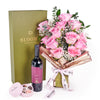 Mother’s Day Dozen Pink Rose Bouquet with Box, Wine, & Chocolate – Mother’s Day Gifts – Toronto delivery