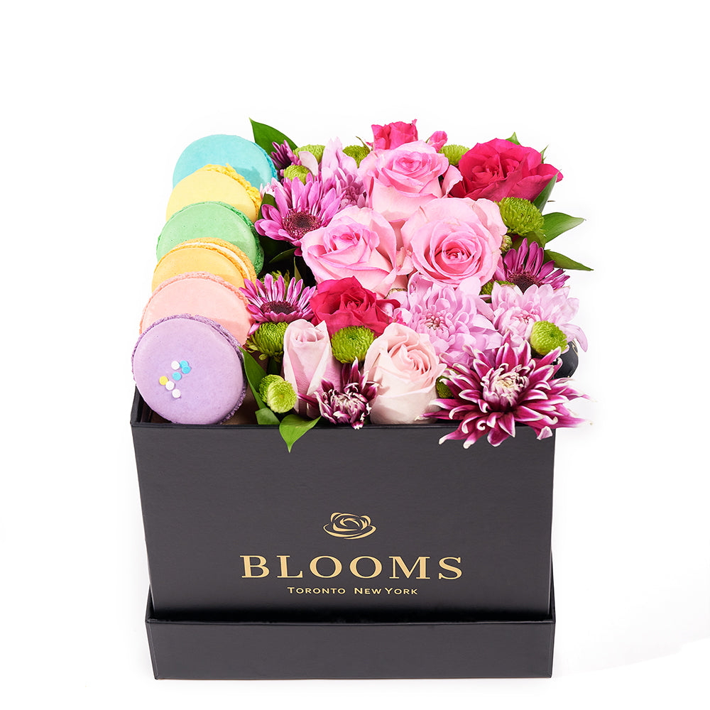 Complete Macaron & Flower Gift Box – Floral Gifts – Toronto delivery