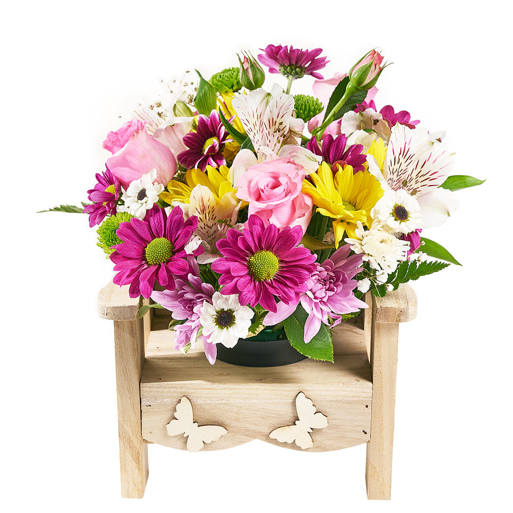 Slice of Nature Garden Chair - Mixed Flower and Chair Gift Set - Same Day Toronto Delivery