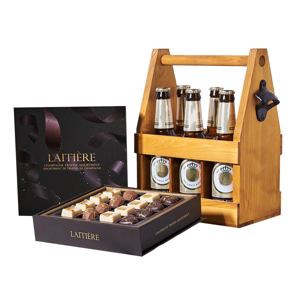 Beer & Truffle Graduation Gift, gourmet gift, gourmet, chocolate gift, chocolate, beer gift, beer, graduation gift, graduation