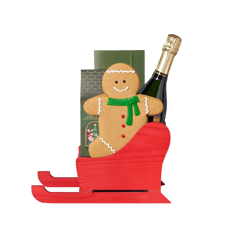 Christmas Gingerbread Sleigh Gift, champagne gift, champagne, sparkling wine gift, sparkling wine, gourmet gift, gourmet, christmas gift, christmas