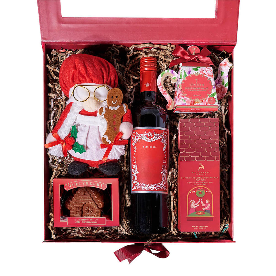 Christmas Wine & Mrs. Claus Gift Box, christmas gift, christmas, holiday gift, holiday, wine gift, wine, gourmet gift, gourmet