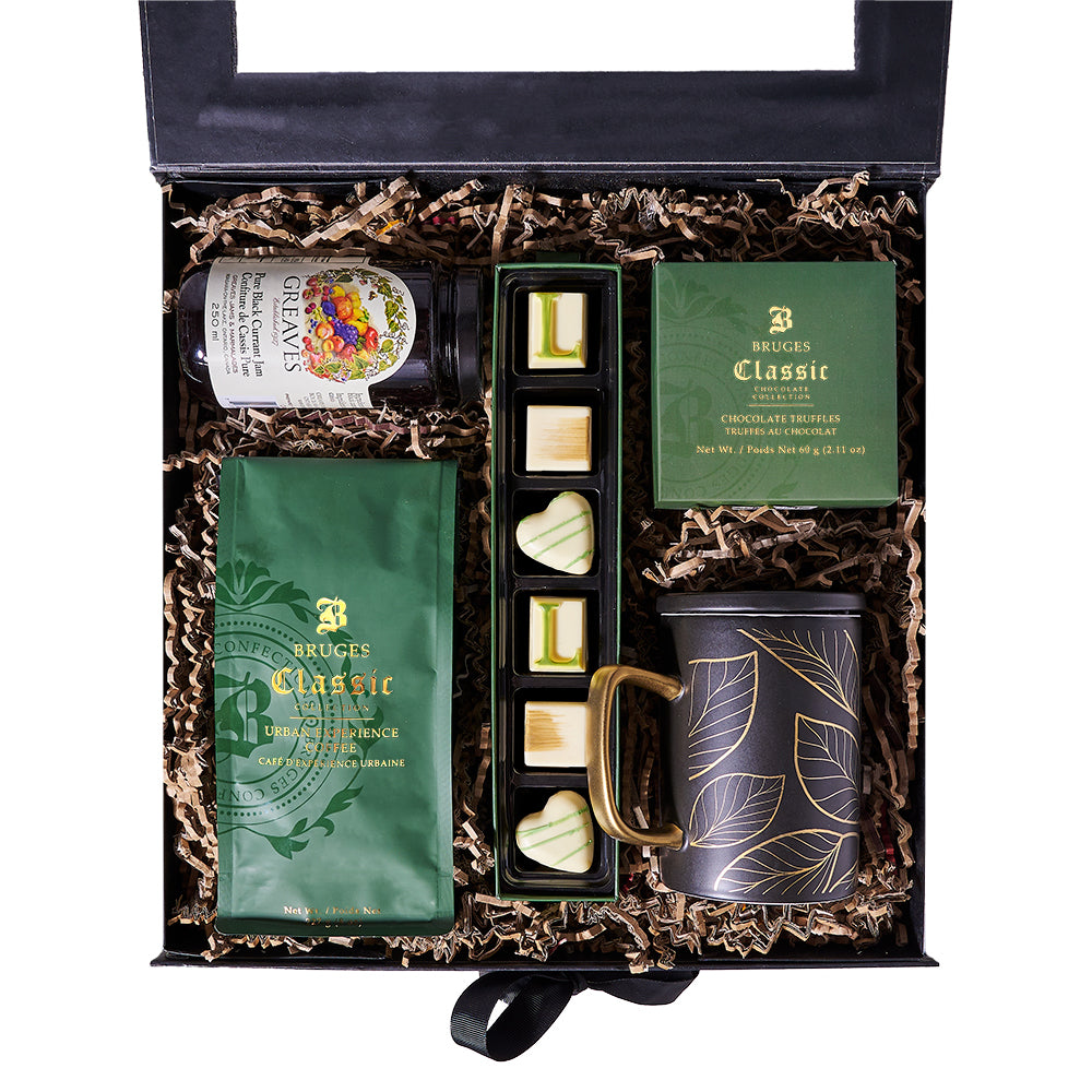 Comforting Coffee Pleasures Box, coffee gift, coffee, gourmet gift, gourmet, chocolate gift, chocolate