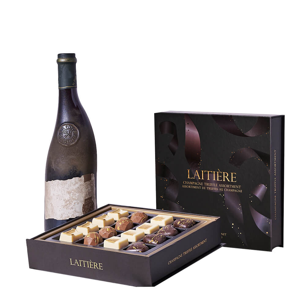 Congrats Wine & Truffle Graduate Gift, wine gift, wine, gourmet gift, gourmet, chocolate gift, chocolate, graduation gift, graduation