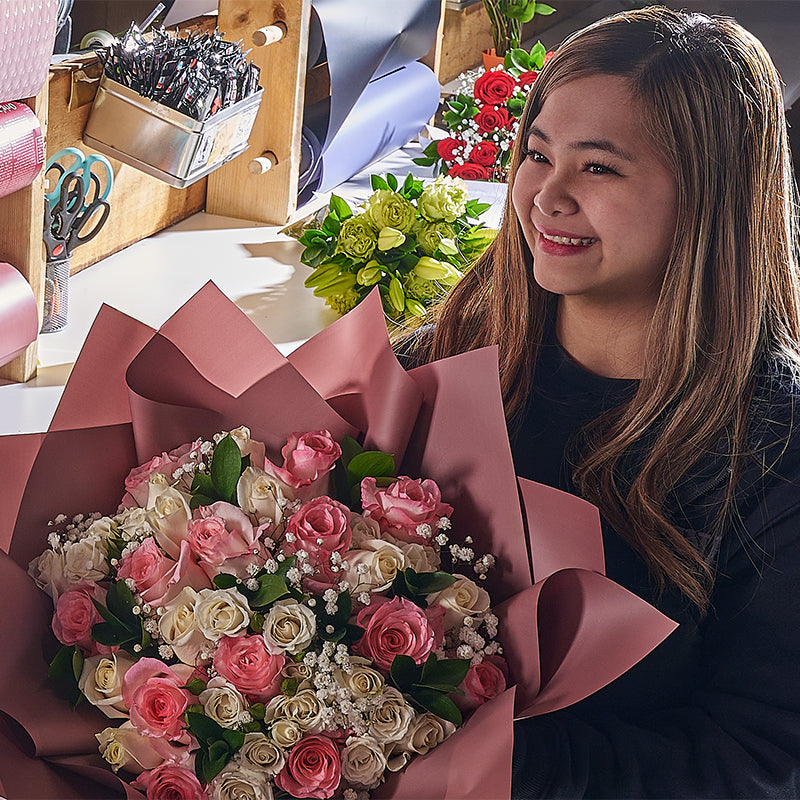 Toronto Blooms in-house florists preparing arrangements in our Toronto studio