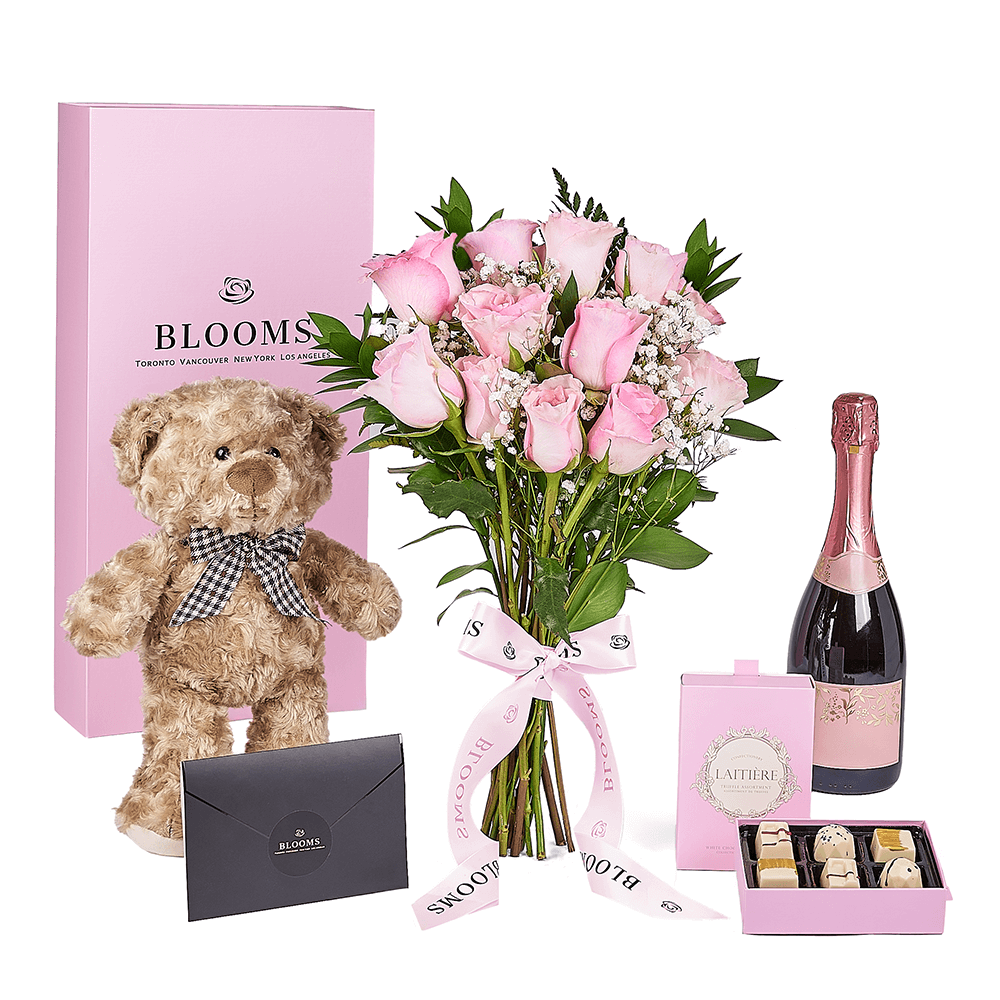 Mother’s Day Ultimate Pink Rose Gift Set – Mother’s Day Gifts – Toronto delivery, champagne gift, champagne, sparkling wine gift, sparkling wine