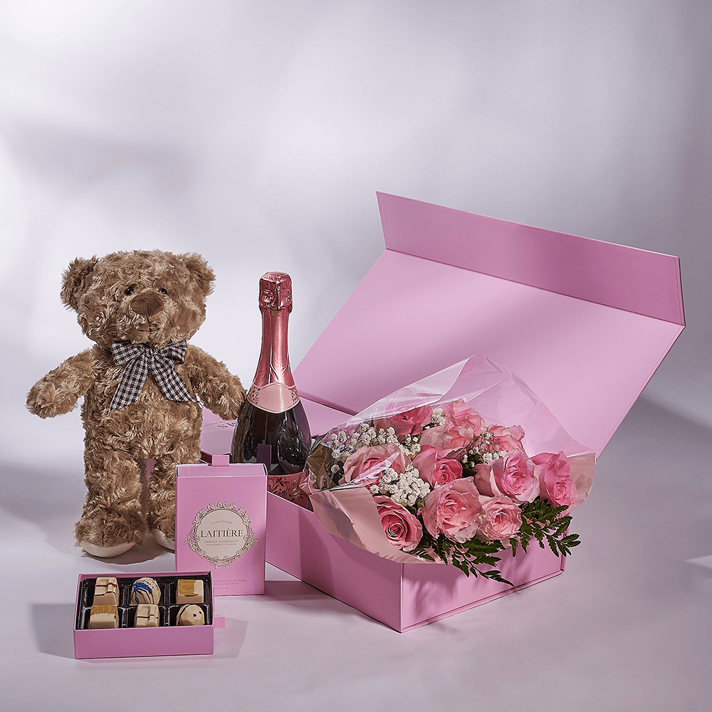 Mother’s Day Ultimate Pink Rose Gift Set – Mother’s Day Gifts – Toronto delivery, champagne gift, champagne, sparkling wine gift, sparkling wine