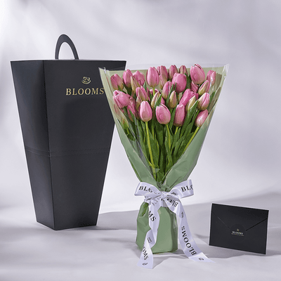 Pink Paradise Tulip Bouquet, tulip gift, tulips, seasonal flower gift, seasonal flowers, flower gift, flowers, Toronto delivery