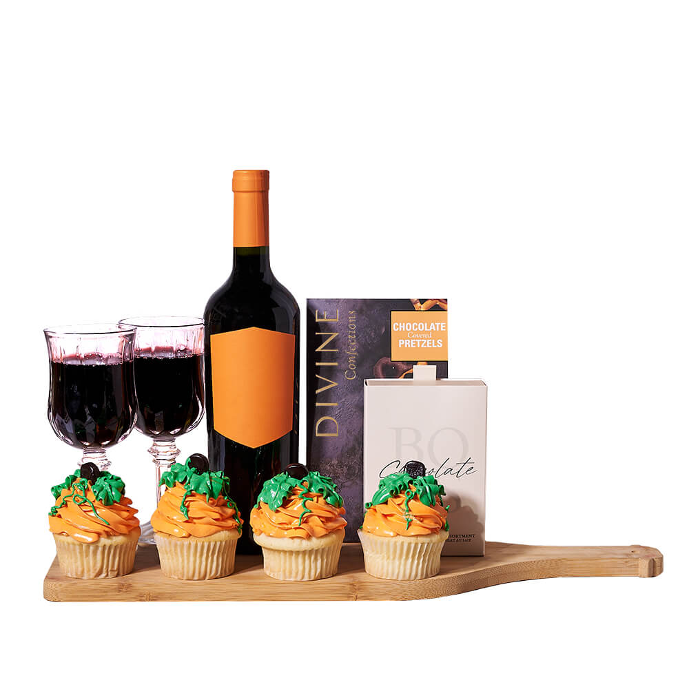 Thanksgiving Wine &amp; Pumpkin Spice Gift Board, wine gift, wine, gourmet gift, gourmet, thanksgiving gift, thanksgiving, fall gift, fall, cupcake gift, cupcake
