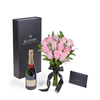 Valentine's Day 12 Stem Pink Rose Bouquet With Box & Champagne, Valentine's Day gifts, Toronto Same Day Flower Delivery