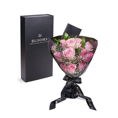 Valentine's Day 12 Stem Pink Rose Bouquet With Designer Box, Toronto Same Day Flower Delivery, Valentine's Day gifts, rose gifts, pink roses