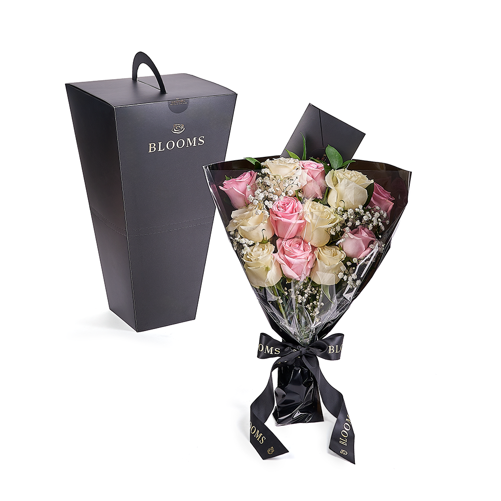 Valentine's Day 12 Stem Pink &amp; White Rose Bouquet, valentines day gift, valentines day, rose gift, rose, Toronto delivery