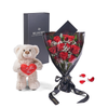 Valentine's Day 12 Stem Red Rose Bouquet With Box & Bear, plush, roses, Valentine's day gifts, Toronto Same Day Flower Delivery