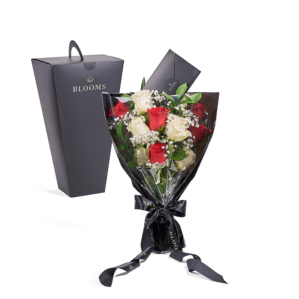 Valentine's Day 12 Stem Red &amp; White Rose Bouquet, Toronto Same Day Flower Delivery, roses, Valentine's Day gifts
