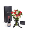 Valentine’s Day 12 Stem Red & White Rose Bouquet With Box & Wine, Valentine's Day gifts, roses, wine gifts, Toronto Same Day Flower Delivery