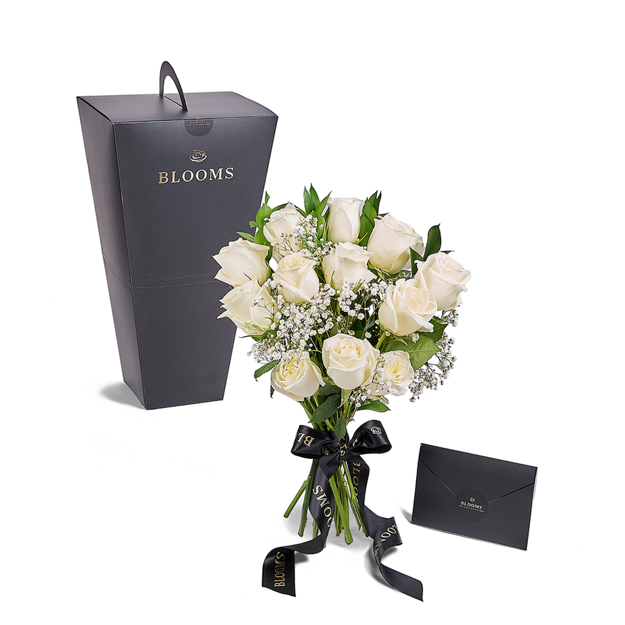 Valentine's Day 12 Stem White Rose Bouquet, Toronto Same Day Flower Delivery, Valentine's Day gifts, roses