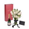 Valentine’s Day 12 Stem White Rose Bouquet With Box & Champagne, Valentine's Day gifts, Toronto Same Day Flower Delivery, roses, champagne gifts