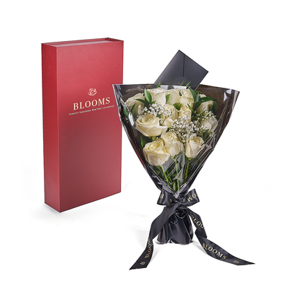 Valentine's Day 12 Stem White Rose Bouquet With Designer Box, Toronto Same Day Flower Delivery, Valentine's Day gifts, roses