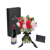 Valentine's Day 12 Stem Red & Pink Rose Bouquet With Box & Wine, Toronto Same Day Flower Delivery, Valentine's Day gifts