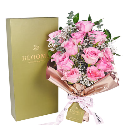 Mother’s Day 12 Stem Pink Rose Bouquet with Box