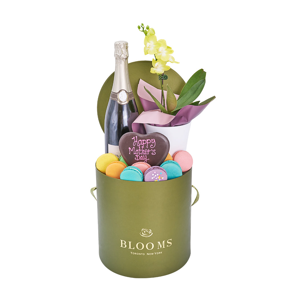 Mother’s Day Champagne, Orchid & Treat Gift Box