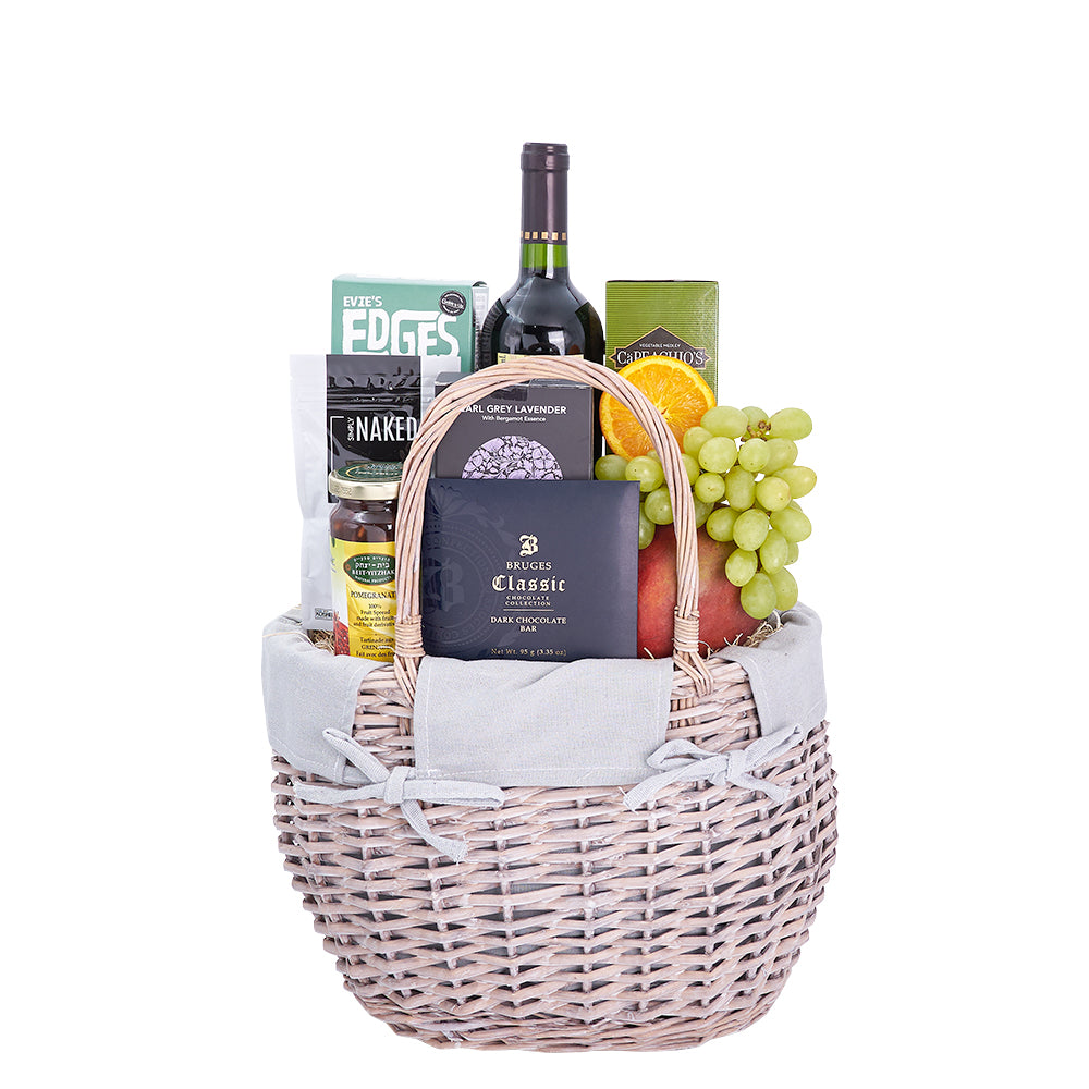 Luxurious Fresh Delights Kosher Wine Gift Basket - Gourmet Gift Set - Toronto Delivery