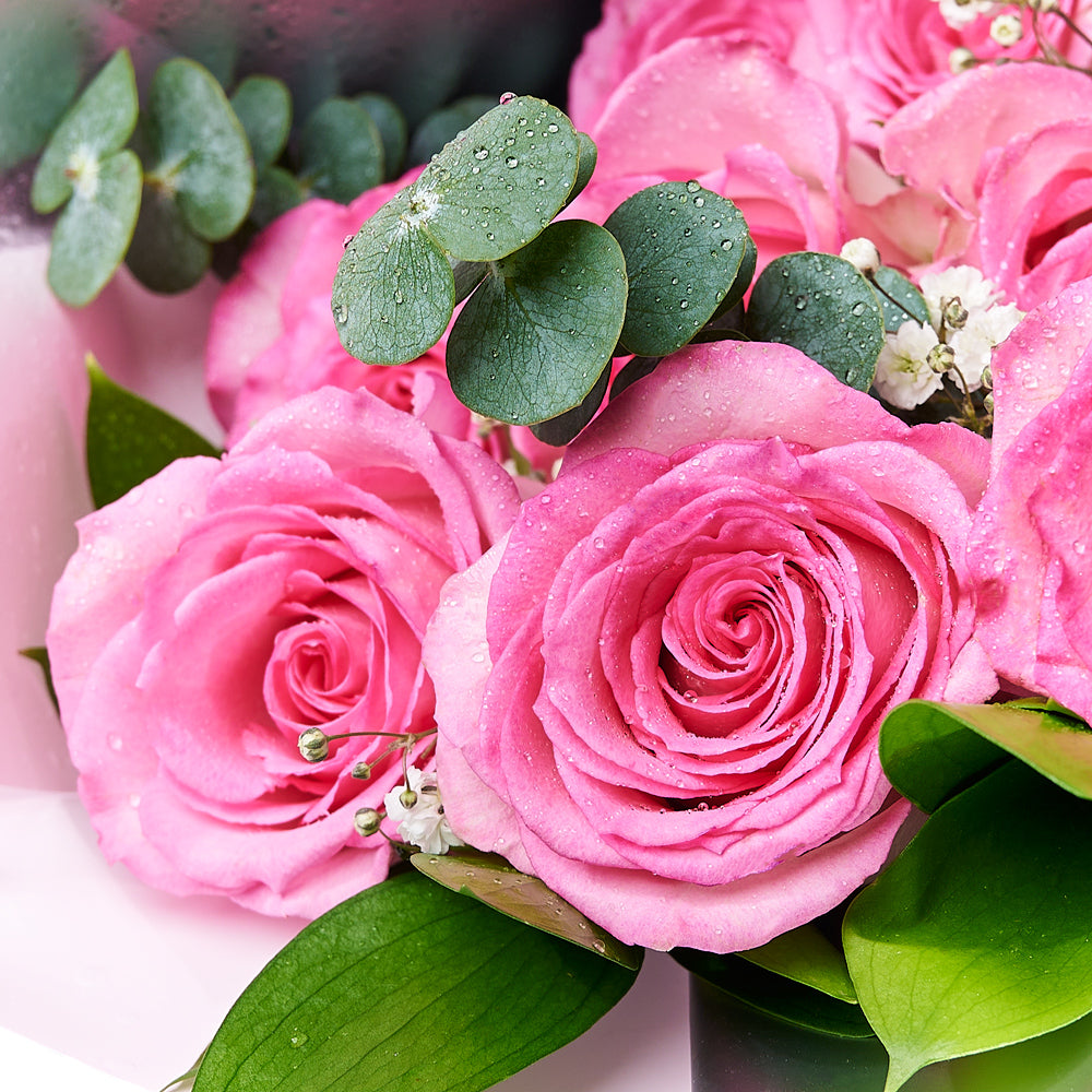 The Complete Pink Rose & Wine Gift Set, wine gift, rose bouquet, chocolate gift, mother's day