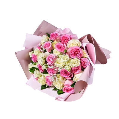 Sublime Pink & White Rose Bouquet, floral gift, rose gift, flower gift, rose bouquet
