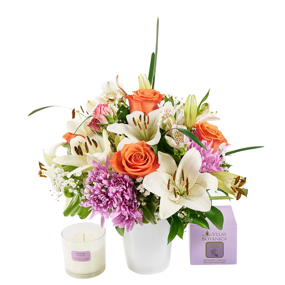 Heavenly Scents Flowers & Candle Gift - Mixed Flower and Candle Set - Same Day Toronto Delivery