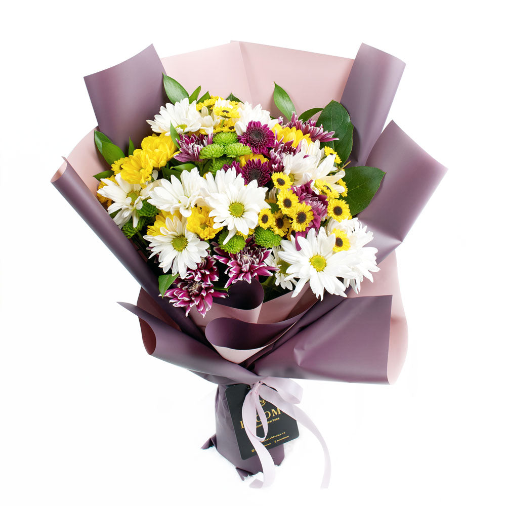 Multi-coloured mixed daisy bouquet. Same Day Toronto Delivery.
