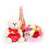 Carnation Box Arrangement with plush and bear - Same Day Toronto Delivery