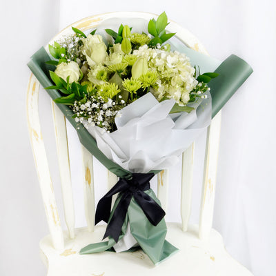 Blossoming Sunrise Mixed bouquet in white and cream. Same Day Toronto Delivery.