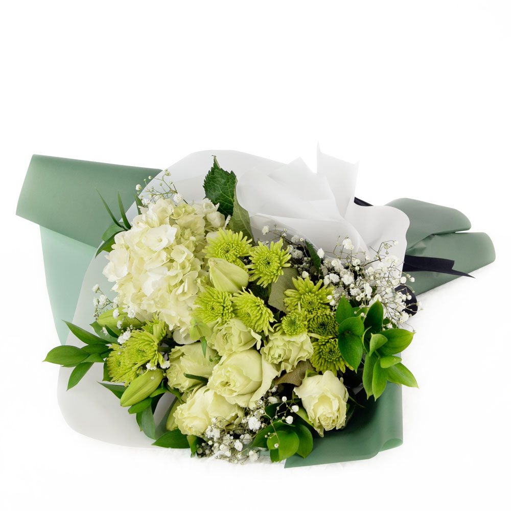 Blossoming Sunrise Mixed bouquet in white and cream. Same Day Toronto Delivery.