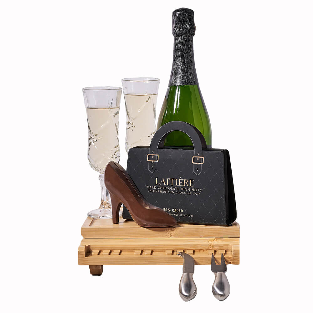 Champagne &amp; Dark Chocolate Board, champagne gift, champagne, sparkling wine gift, sparkling wine, chocolate gift, chocolate, gourmet gift, gourmet