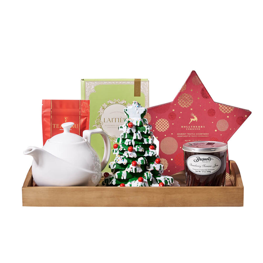 Christmas Tree Cookie & Treat Tray , gourmet gift, gourmet, christmas gift, christmas, holiday gift, holiday, tea gift, tea