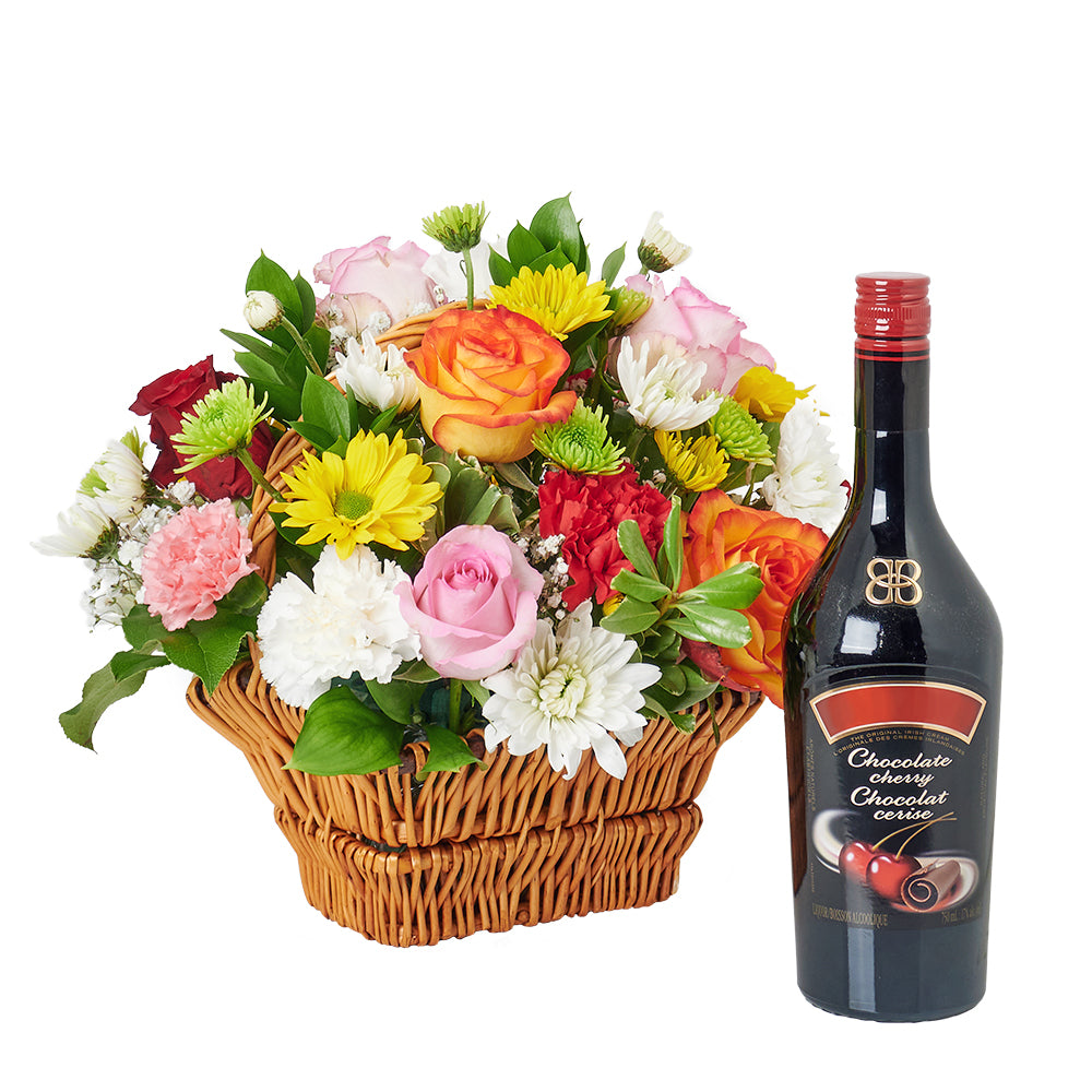 Spirits &amp; Bountiful Mixed Rose Gift Set – Liquor Gifts – Same Day Toronto delivery