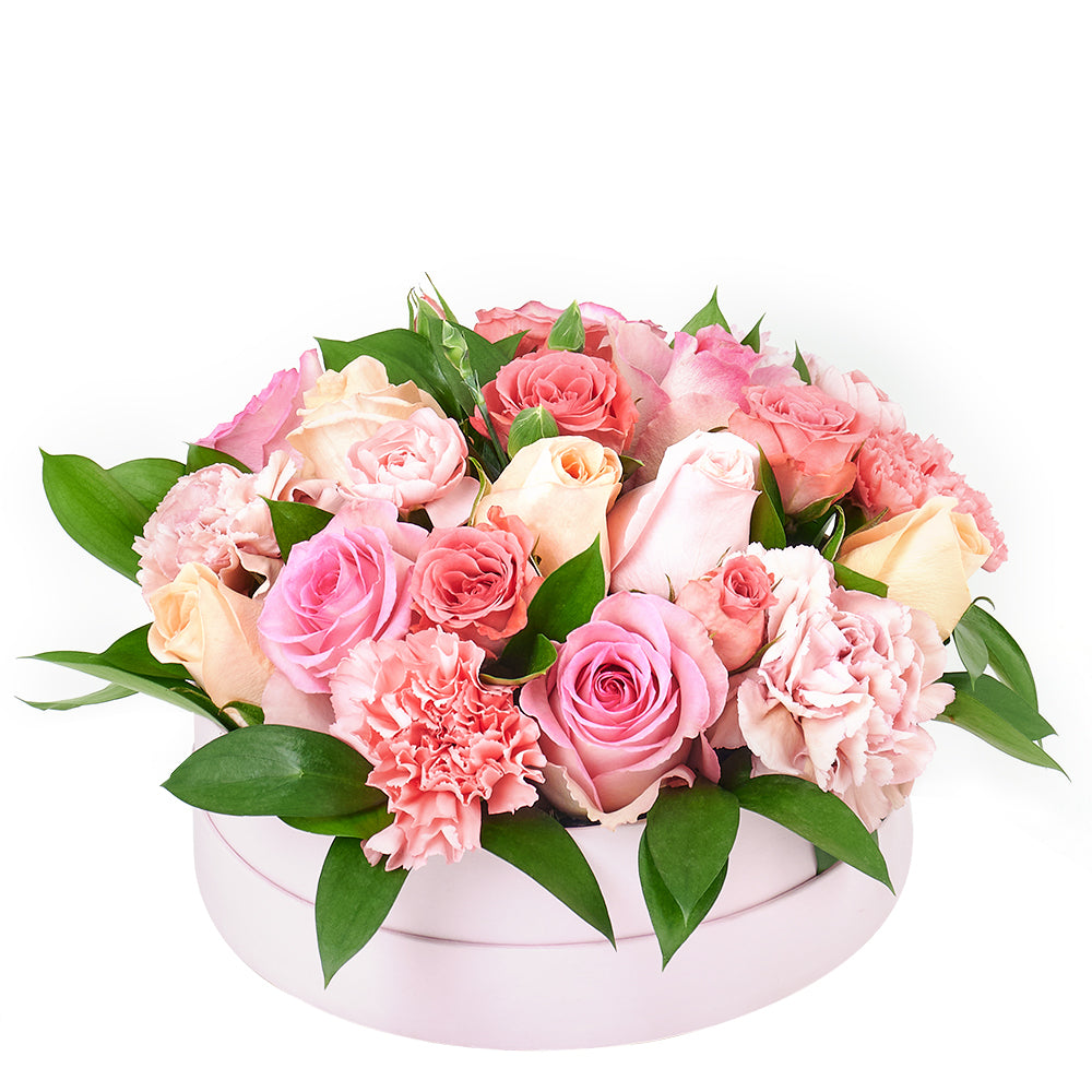 Graceful Pink Mixed Hat Box - Pink Floral Mix Gift Box - Same Day Toronto Delivery