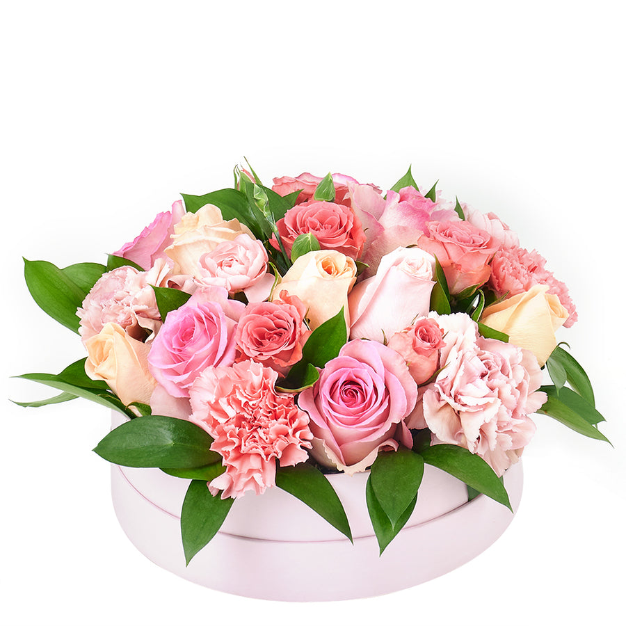 Graceful Pink Mixed Hat Box - Pink Floral Mix Gift Box - Same Day Toronto Delivery