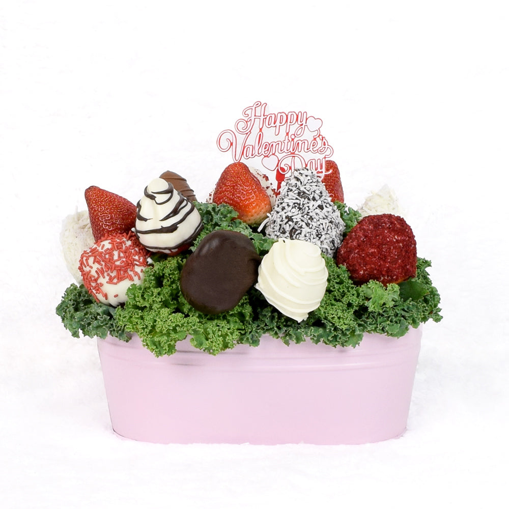 Valentine's Day Chocolate Dipped Strawberries Pink Tin
