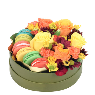 Vintage Rainbow Floral Gourmet Box Set - Toronto Gourmet Flower Gift - Same Day Toronto Delivery