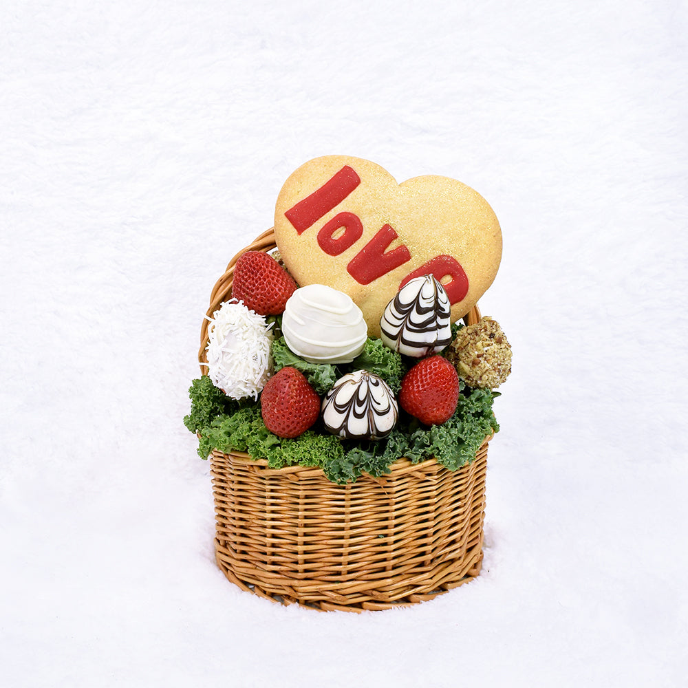 Valentine's Day Chocolate Dipped Strawberries & Cookie