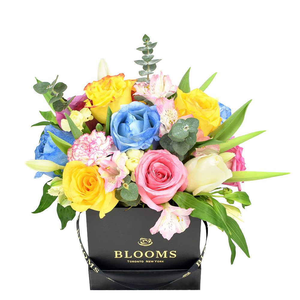 Rainbow Blossoms Mixed Arrangement, floral gift baskets, gift baskets, flower bouquets, floral arrangement