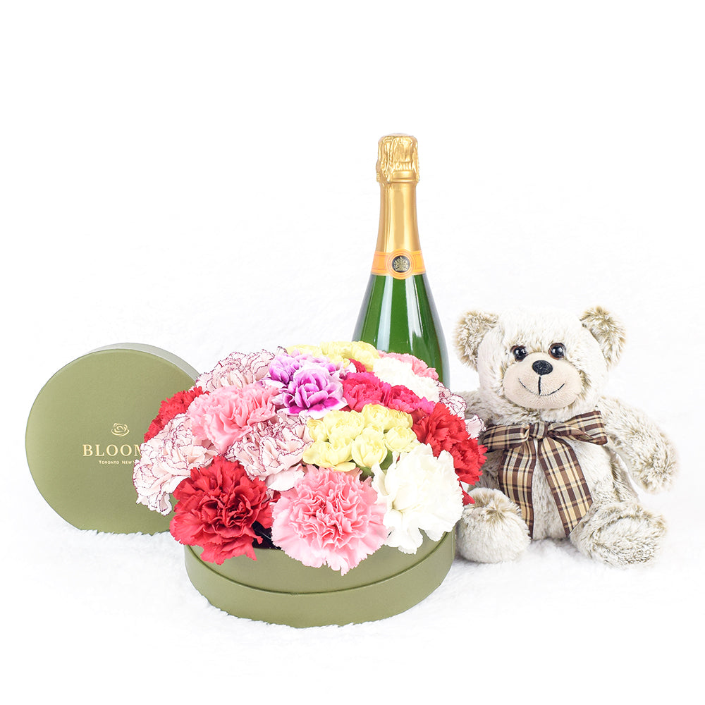 Carnations Box and Champagne Gif Set