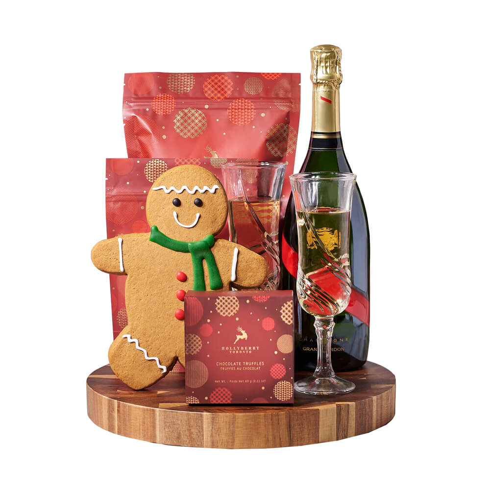 Gingerbread Man & Holiday Champagne Gift